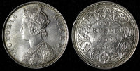 India-British Victoria Silver 1862 (B) Rupee Better Date aUNC KM# 473.1 (28 303)