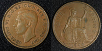 Great Britain George VI Bronze 1940 1 Penny WWII Issue KM# 845 (28 013)