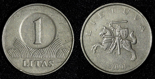 Lithuania Copper-Nickel 2001 1 Litas Horserider KM# 111 (27 972)