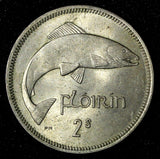 Ireland Republic Copper-nickel 1959 Florin 2 Shillings Salmon KM# 15a  (851)