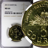 Haiti 2013 5 Gourdes Haitian statesmen NGC MS64 Heptagon GEM BU KM# 156 (027)