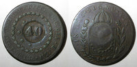 BRAZIL Pedro I 1827 R 40 Reis KM# 444.1 Countermarked 80 Réis KM# 366.1 (27 479)