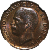 Italy Vittorio Emanuele III 1921 R 5 Centesimi NGC MS65 BN TOP GRADED KM# 59 (0)