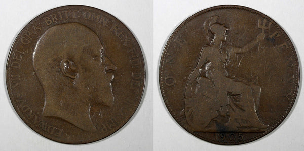 Great Britain Edward VII Bronze 1905 1 Penny KM# 794.2 (28 192)