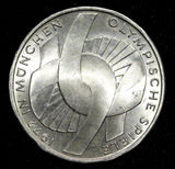 Germany Silver 1972 J 10 Mark Hamburg Olympic Games in Munich UNC KM# 131 (450)