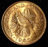New Zealand Elizabeth II Bronze 1962 1 Penny BU KM# 24.2 (28 518)