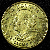 Guatemala Bartolome de las Casas Brass 1988 1 Centavo UNC KM# 275.3  (24 623)