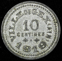 FRANCE Emergency coinage NOTGELD 1919 10 Centimes Ville de GEX-Ain El Mon# 10.2