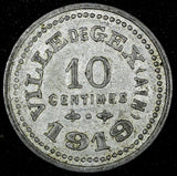 FRANCE Emergency coinage NOTGELD 1919 10 Centimes Ville de GEX-Ain El Mon# 10.2