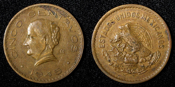 Mexico Bronze 1945 5 Centavos Josefa Ortiz de Domínguez KM# 424 (27 429)