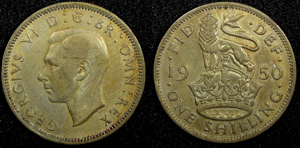 Great Britain George VI Copper-Nickel 1950 1 Shilling KM# 876  (24 208)