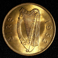 Ireland Republic Bronze 1952 1 Penny Hen with chicks UNC RED KM# 11 (27 725)