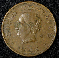 Mexico ESTADOS UNIDOS MEXICANOS Bronze 1944 5 Centavos WWII ISSUE KM# 424 (930)