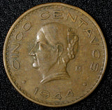 Mexico ESTADOS UNIDOS MEXICANOS Bronze 1944 5 Centavos WWII ISSUE KM# 424 (930)
