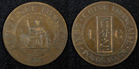 French Indo-China Bronze 1885 A 1 Cent 31 mm XF KM# 1 (27 232)