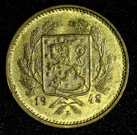 Finland Brass 1948 L 5 Markkaa UNC KM# 31a (27 680)