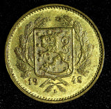 Finland Brass 1948 L 5 Markkaa UNC KM# 31a (27 680)