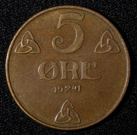 NORWAY Haakon VII Bronze 1941 5 Øre WWII Issue KM# 368 (27 618)