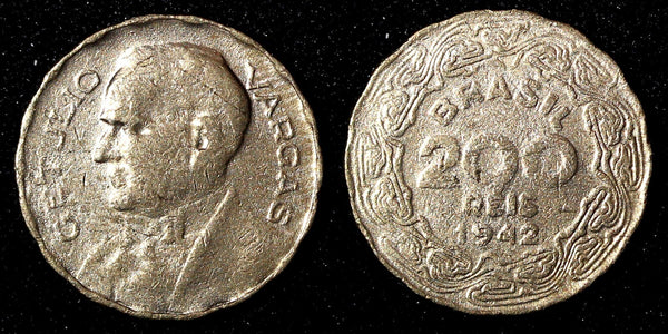 BRAZIL Copper-Nickel 1942 200 Reis Getúlio Dornelles Vargas KM# 545 (27 773)