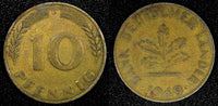 Germany - Federal Republic 1949 D 10 Pfennig Munich Mint KM# 103 (24 255)