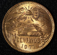 MEXICO Bronze 1971 Mo 20 Centavos Red KM# 440 (28 000)
