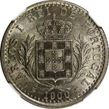 PORTUGAL Carlos I Copper-Nickel 1900 100 Reis 1 YEAR TYPE NGC MS63 KM# 546 (8)