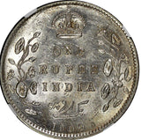 India-British Edward VII Silver 1909(C) Rupee Silver (.917) NGC AU58 KM# 508 (9)