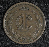 Mexico ESTADOS UNIDOS MEXICANOS Bronze 1906 1 Centavo narrow date KM# 415 (875)
