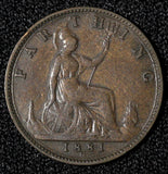 Great Britain Victoria Bronze 1881 H Farthing Birmingham Mint KM# 753 (28 309)