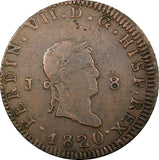 SPAIN Ferdinand VII Copper 1820 J  8 Maravedis Jubia Mint ch.VF/XF KM# 491 (349)