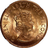 Jersey Elizabeth II Bronze 1966 1/12 Shilling NGC MS64 RD TOP GRADED KM# 26 (24)