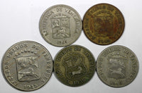 VENEZUELA LOT OF 5 COINS 1938-1964 5 Centimos , 12 1/2 Centimos VF-aUNC  (784)