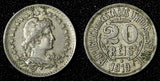 BRAZIL Copper-Nickel 1921 20 Reis Liberty KM# 516.2 (27 660)