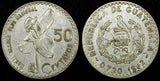 Guatemala Silver 1962 50 Centavos 31 mm Toned KM# 264 (24 650)