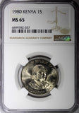 KENYA Daniel Toroitich Arap Moi 1980 1 Shilling NGC MS65 TOP GRADED KM# 20 (037)