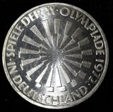 Germany - Federal Republic Silver 1972 F 10 Mark Proof Like  UNC KM# 130 (660)