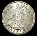 Philippines Silver 1903 10 Centavos 1st Year Type aUNC Toned  KM# 165 (27 039)