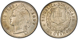 DOMINICAN REPUBLIC Silver 1897 A  1/2 Peso PCGS MS62 Light Toned RARE KM# 15 (5)