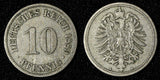 Germany - Empire Wilhelm I Copper-Nickel 1889 A 10 Pfennig KM#4  (28 843)