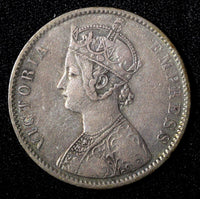 India-British Victoria Silver 1890  Rupee Calcutta Mint Toned KM# 492 (27 560)