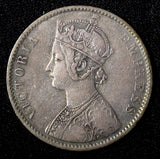 India-British Victoria Silver 1890  Rupee Calcutta Mint Toned KM# 492 (27 560)
