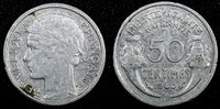 France Aluminum 1944 50 Centimes WWII Issue  KM# 894.1a  (24 971)