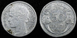 France Aluminum 1944 50 Centimes WWII Issue  KM# 894.1a  (24 971)