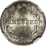 German States FRANKFURT AM MAIN Silver 1866 1 Kreuzer NGC MS66 GEM KM# 367 (007)