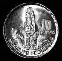 GUATEMALA Silver 1964 10 Centavos  KEY DATE GEM BU  KM# 262 (27 829)