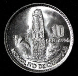 GUATEMALA Silver 1964 10 Centavos  KEY DATE GEM BU  KM# 262 (27 829)