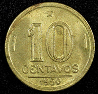 BRAZIL Jose Bonifacio Aluminum-Bronze 1950 10 Centavos KM# 561  (24 808)