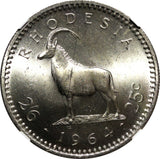 Rhodesia Elizabeth II 1964 2-1/2 Shillings NGC MS64 Pretoria Mint KM# 4 (002)