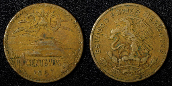 MEXICO  Bronze 1957 Mo 20 Centavos  KM# 440 (27 529)