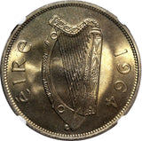IRELAND Copper-Nickel 1964 1/2 Crown NGC MS64 Irish Hunter Horse KM# 16a (048)